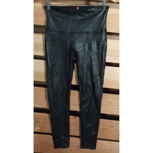 SPANX Faux Leather Leggings Womens XL Black Work Travel Night Out Chic Mom EUC